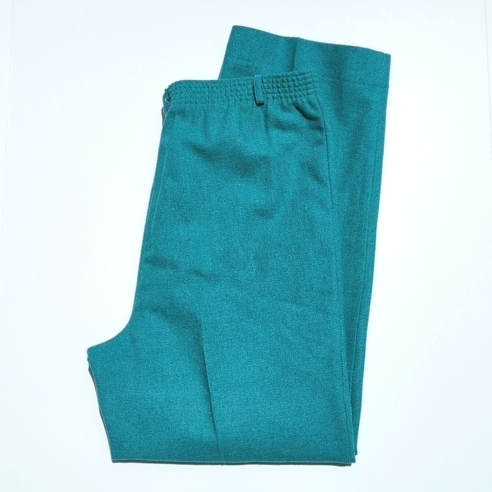 TanJay 90's Vintage Wool Blend High Waisted Straight Leg Trousers Teal Blue 10